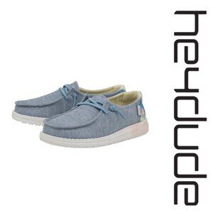Hey Dude | Blue & Rainbow Wendy Youth Sparkle Denim Shoes | Size Y1-L2